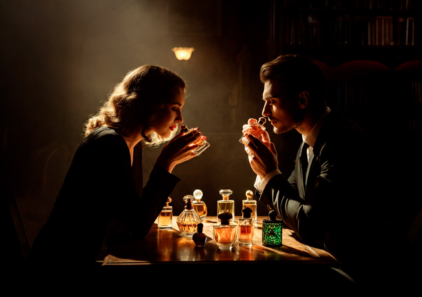 Man holding a perfume bottle